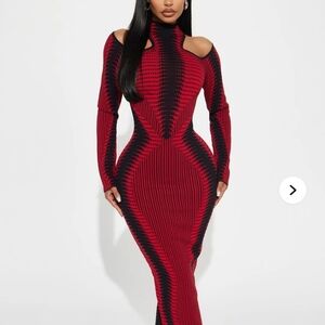 Elegant Red and Black Women's Dress